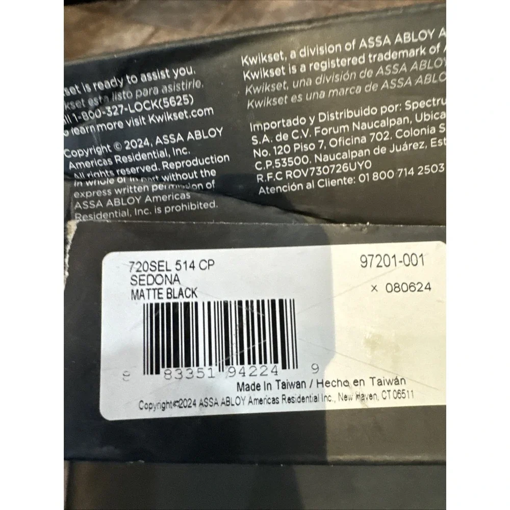 Kwikset Sedona Matte Black Hall and Closet Door Knob 720sel 514 Cp